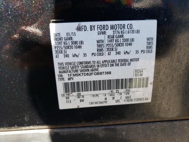 1FM5K7D82FGB87388 - 2015 FORD EXPLORER XLT BLACK photo 13