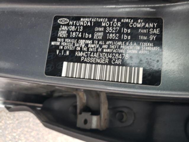 KMHCT4AEXDU428478 - 2013 HYUNDAI ACCENT GLS Сұр фото 12