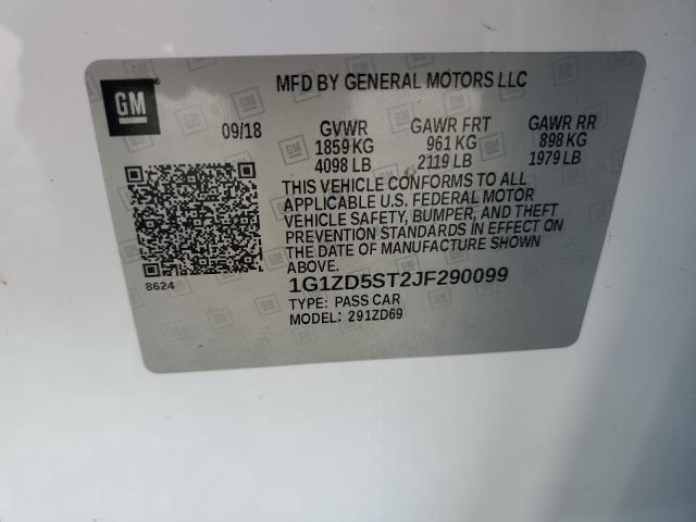 1G1ZD5ST2JF290099 - 2018 CHEVROLET MALIBU LT Biały zdjęcie 12