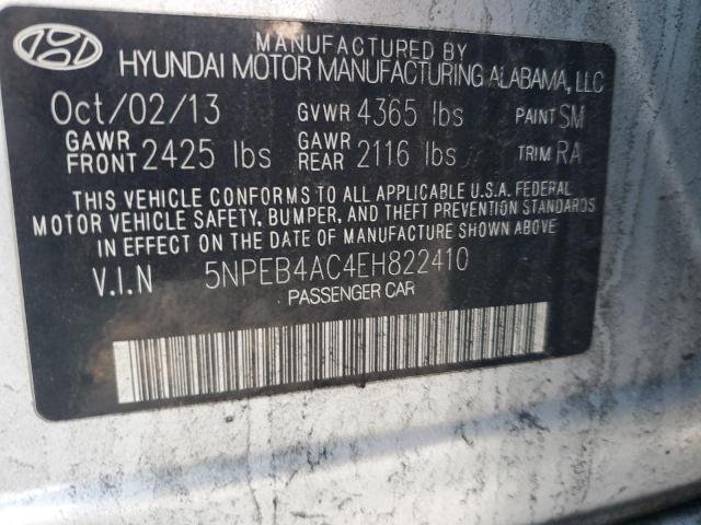 5NPEB4AC4EH822410 - 2014 HYUNDAI SONATA GLS SILVER photo 12