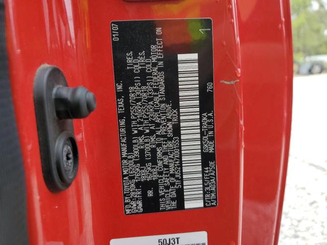 5TFJU52147X001553 - 2007 TOYOTA TUNDRA RED photo 12