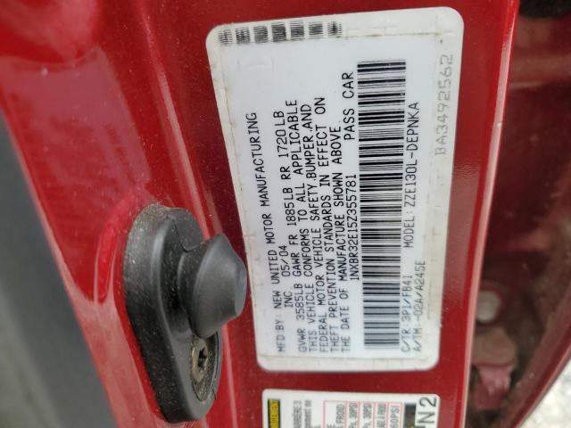 1NXBR32E15Z355781 - 2005 TOYOTA COROLLA CE ბურგუნდია ფოტო 12