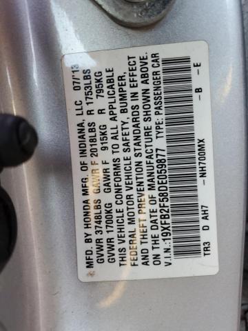 19XFB2F58DE059877 - 2013 HONDA CIVIC LX SILVER photo 12