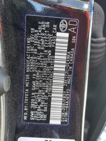 2T1BURHE6KC181020 - 2019 TOYOTA COROLLA L Czarny zdjęcie 13