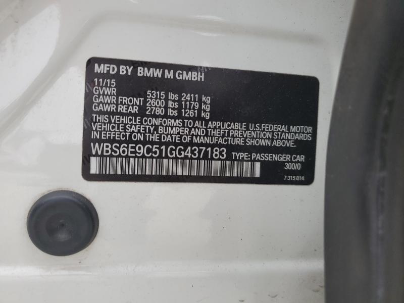 WBS6E9C51GG437183 - 2016 BMW M6 GRAN COUPE WHITE photo 12