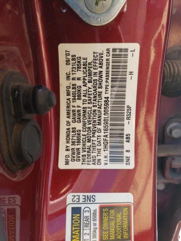 1HGFA16598L005984 - 2008 HONDA CIVIC LX RED photo 12