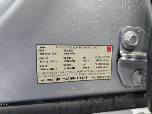 5YJSA1H14EFP65049 - 2014 TESLA MODEL S Сріблястий фото 12