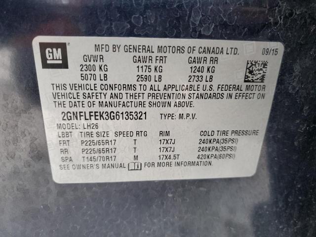 2GNFLFEK3G6135321 - 2016 CHEVROLET EQUINOX LT BLUE photo 13