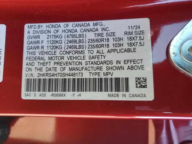 2HKRS4H70SH448173 - 2025 HONDA CR-V EXL RED photo 13