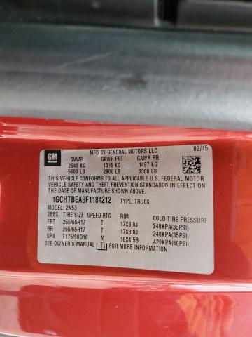 1GCHTBEA8F1184212 - 2015 CHEVROLET COLORADO LT RED photo 12