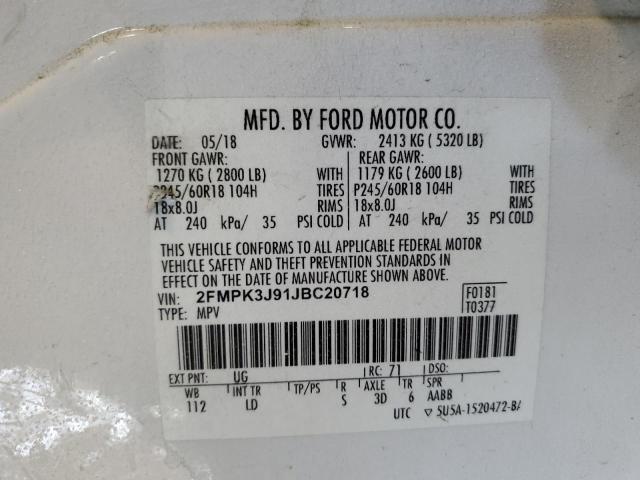 2FMPK3J91JBC20718 - 2018 FORD EDGE SEL WHITE photo 14