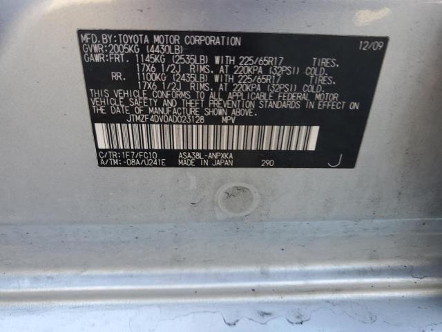 JTMZF4DV0AD023128 - 2010 TOYOTA RAV4 SILVER photo 13
