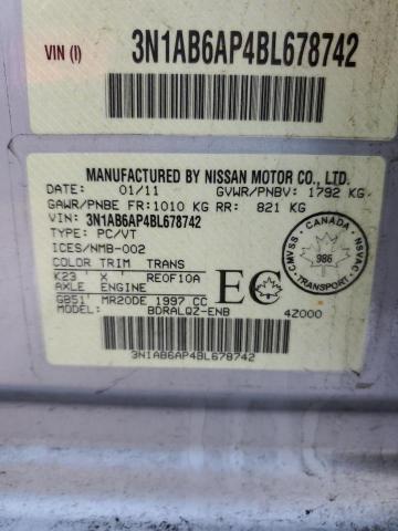 3N1AB6AP4BL678742 - 2011 NISSAN SENTRA 2.0 SILVER photo 12