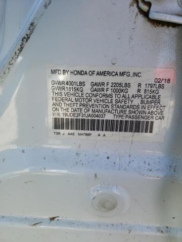 19UDE2F31JA004037 - 2018 ACURA ILX BASE WATCH PLUS WHITE photo 12