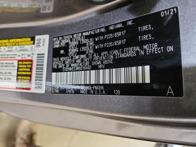 5TDYRKECXMS016460 - 2021 TOYOTA SIENNA XLE Boz foto 14