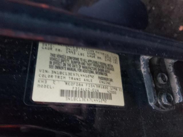 3N1BC13EX7L441292 - 2007 NISSAN VERSA S BLACK photo 12