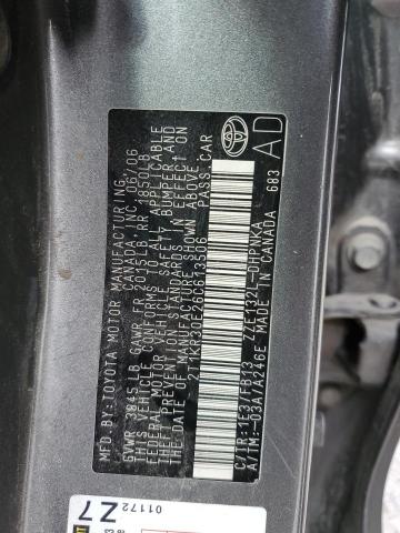 2T1KR30E26C613506 - 2006 TOYOTA COROLLA MA XR GRAY photo 12