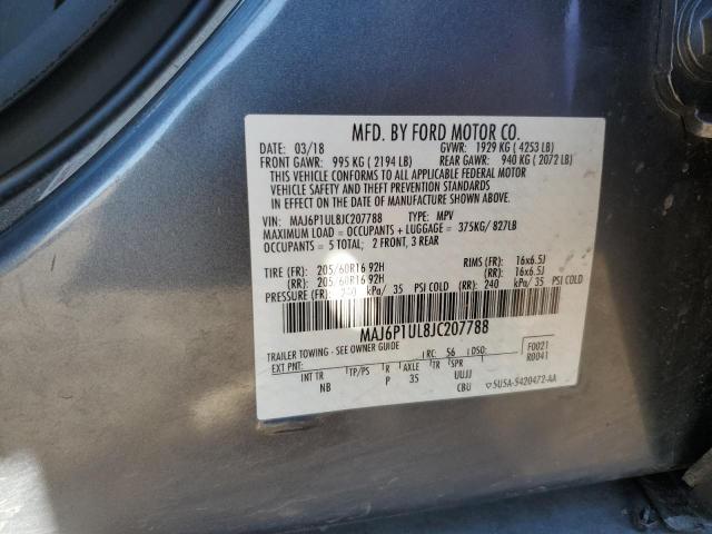 MAJ6P1UL8JC207788 - 2018 FORD ECOSPORT SE Gri fotoğraf 13