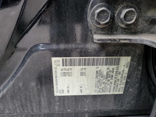 1N4AA5AP8AC839930 - 2010 NISSAN MAXIMA S BLACK photo 12