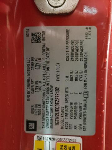 1GTN2UEC0EZ272402 - 2014 GMC SIERRA K1500 SLE RED photo 12