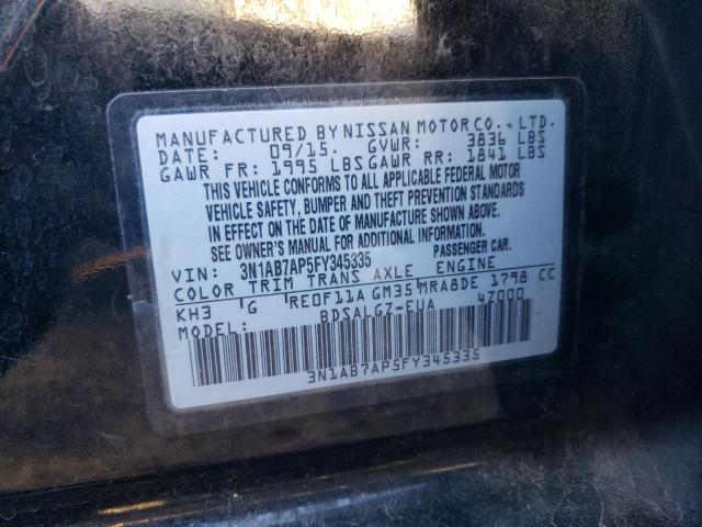 3N1AB7AP5FY345335 - 2015 NISSAN SENTRA S BLACK photo 13