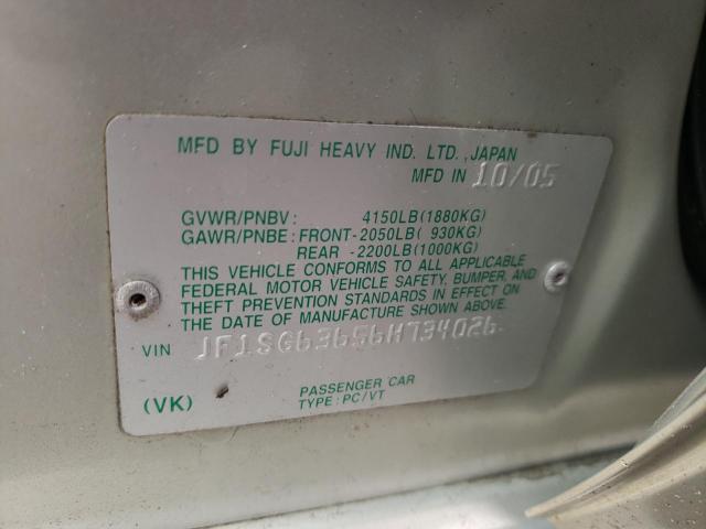 JF1SG63656H734026 - 2006 SUBARU FORESTER 2.5X BEIGE photo 12