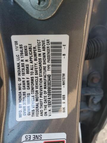 19XFA16999E003440 - 2009 HONDA CIVIC EXL GRAY photo 13