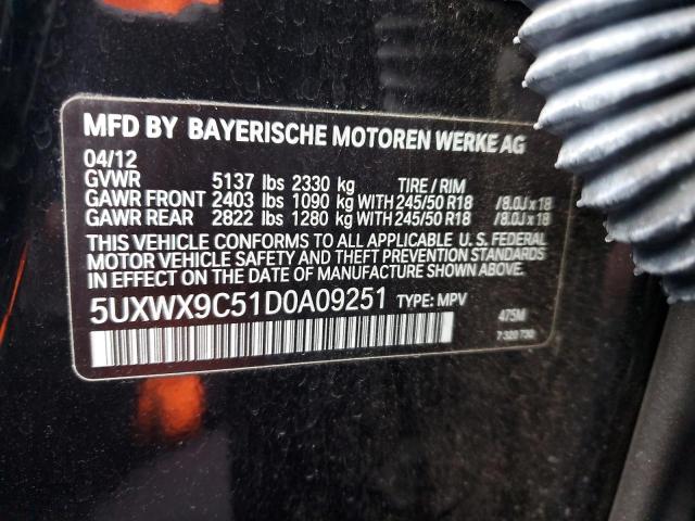 5UXWX9C51D0A09251 - 2013 BMW X3 XDRIVE28I BLACK photo 13