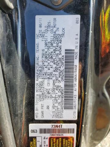 5TFUU4EN2BX020567 - 2011 TOYOTA TACOMA ACCESS CAB შავი ფოტო 12