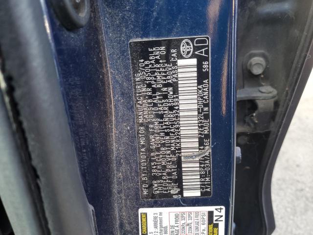 2T1KR32E95C324991 - 2005 TOYOTA COROLLA MA XR BLUE photo 12