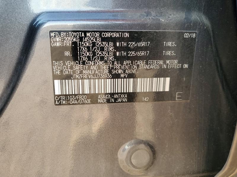 JTMZFREV6JJ736936 - 2018 TOYOTA RAV4 LE CHARCOAL photo 13