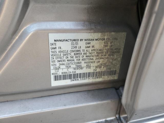 1N4AL11D75C310869 - 2005 NISSAN ALTIMA S BEIGE photo 12