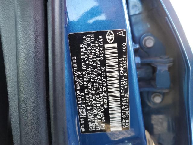 VNKKTUD33HA074540 - 2017 TOYOTA YARIS L BLUE photo 13