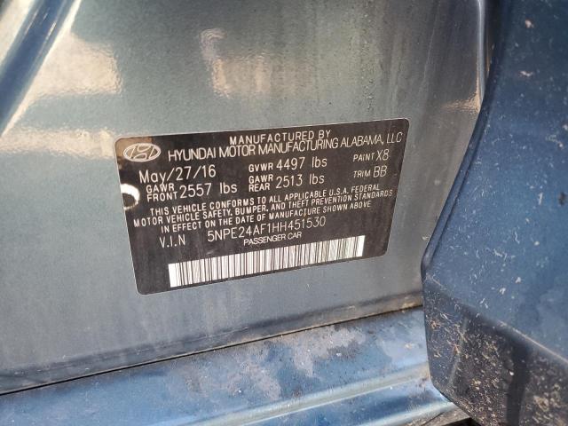 5NPE24AF1HH451530 - 2017 HYUNDAI SONATA SE ლურჯი ფოტო 13