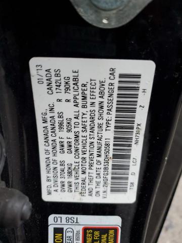 2HGFG3B53DH505811 - 2013 HONDA CIVIC LX BLACK photo 13