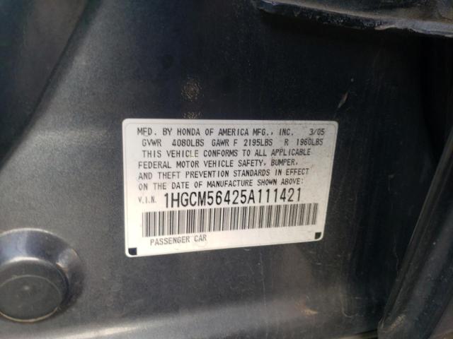 1HGCM56425A111421 - 2005 HONDA ACCORD LX GRAY photo 12