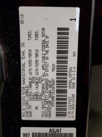 5TFUM5F15JX078687 - 2018 TOYOTA TUNDRA DOUBLE CAB SR/SR5 BLACK photo 12