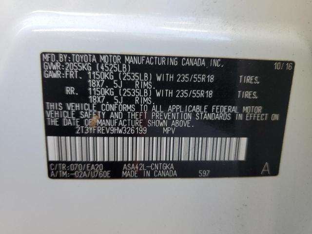 2T3YFREV9HW326199 - 2017 TOYOTA RAV4 LIMITED Blanc photo 13