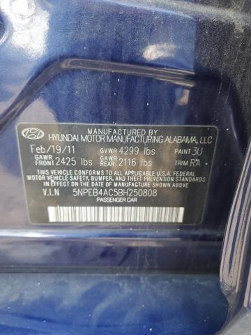 5NPEB4AC5BH250808 - 2011 HYUNDAI SONATA GLS BLUE photo 13