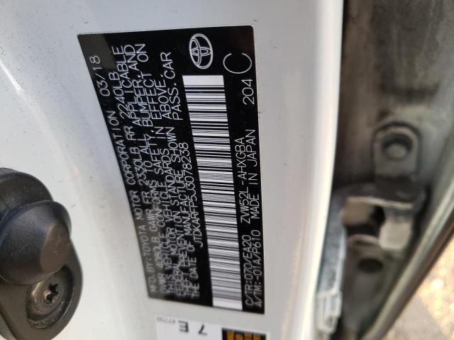 JTDKARFP5J3078238 - 2018 TOYOTA PRIUS PRIM თეთრი ფოტო 13