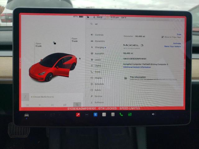 5YJ3E1EA0MF016101 - 2021 TESLA MODEL 3 红色 照片 9