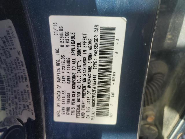 1HGCR2F52FA105449 - 2015 HONDA ACCORD SPORT 蓝色 照片 12