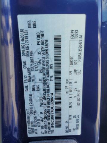 1FMCU0F74DUC20614 - 2013 FORD ESCAPE S 蓝色 照片 13