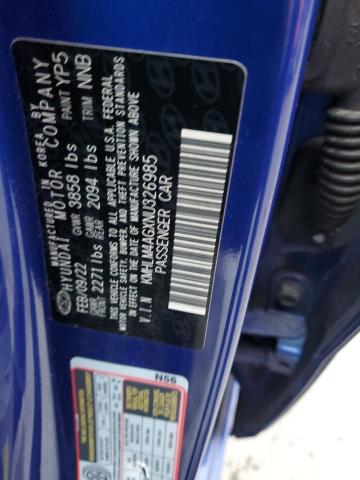 KMHLM4AGXNU326985 - 2022 HYUNDAI ELANTRA SEL BLUE photo 12