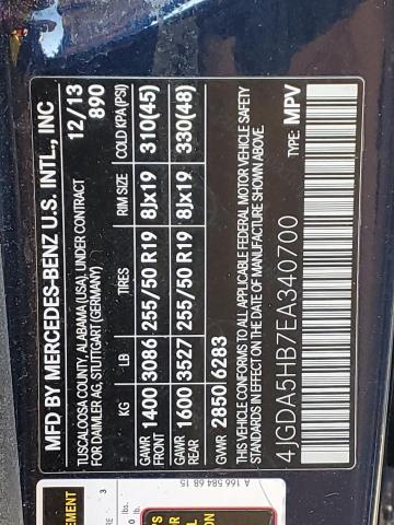 4JGDA5HB7EA340700 - 2014 MERCEDES-BENZ ML 350 4MATIC BLUE photo 12