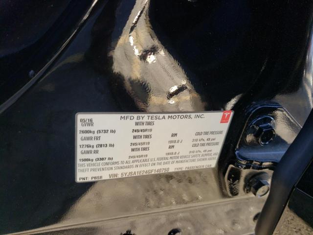 5YJSA1E24GF140750 - 2016 TESLA MODEL S შავი ფოტო 13