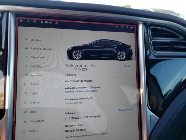 5YJSA1E24GF140750 - 2016 TESLA MODEL S შავი ფოტო 9