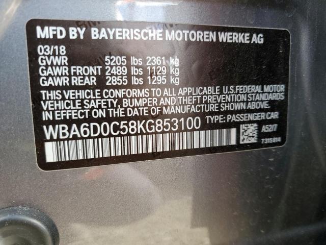 WBA6D0C58KG853100 - 2019 BMW 640 I GRAN COUPE GRAY photo 13