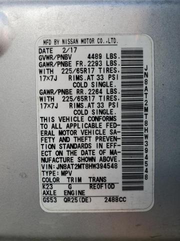 JN8AT2MT8HW394548 - 2017 NISSAN ROGUE S SILVER photo 12