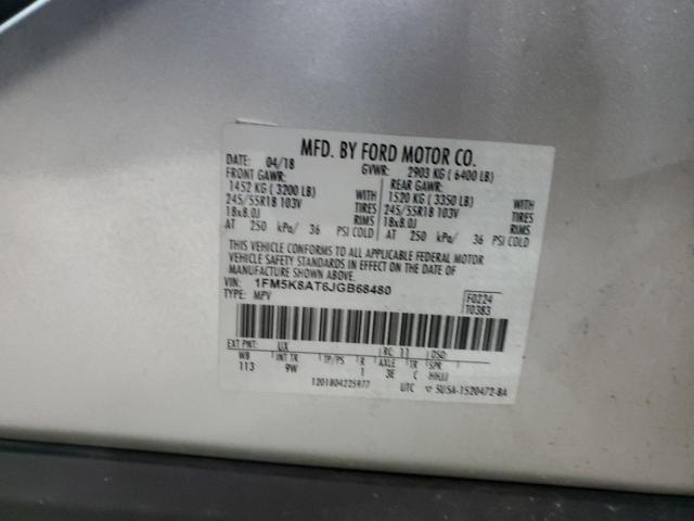 1FM5K8AT6JGB68480 - 2018 FORD EXPLORER POLICE INTERCEPTOR ვერცხლისფერი ფოტო 13